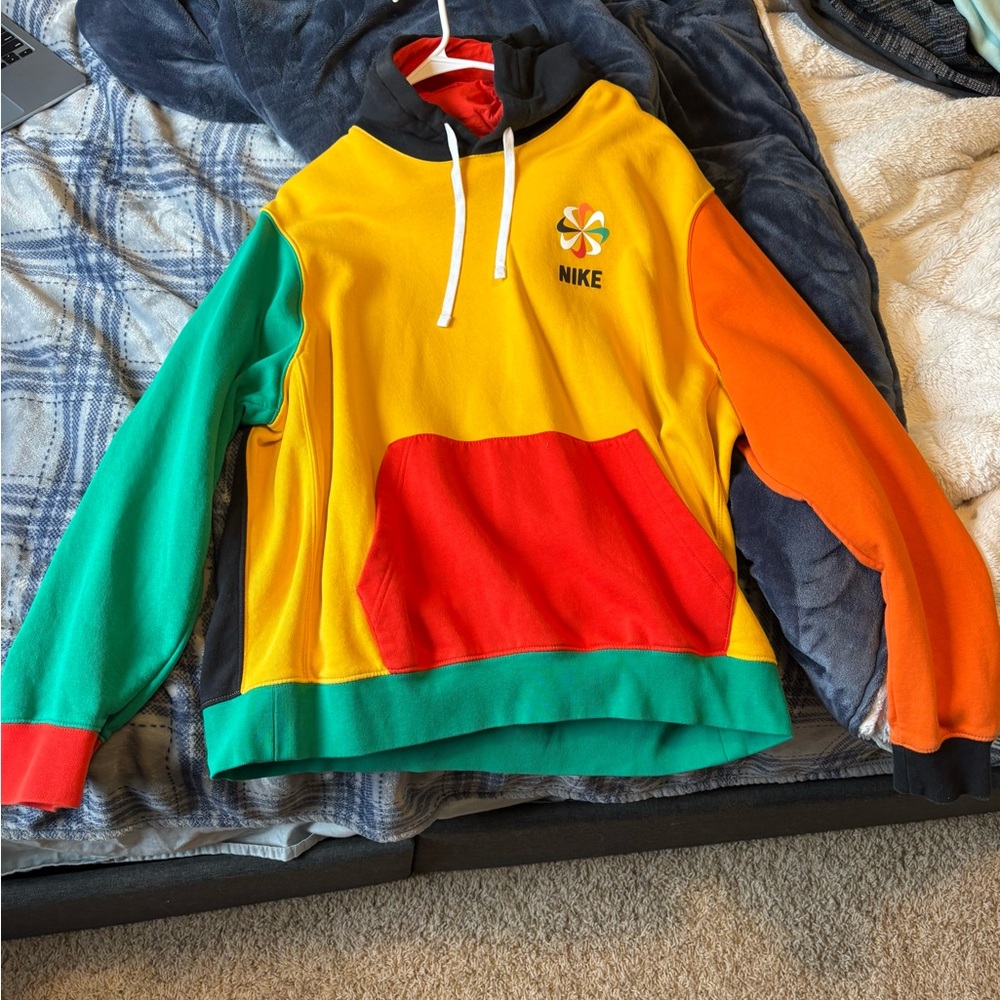 Nike Multicolor Crewneck Sweatshirt - Yellow, Green, Red, Orange, Black
